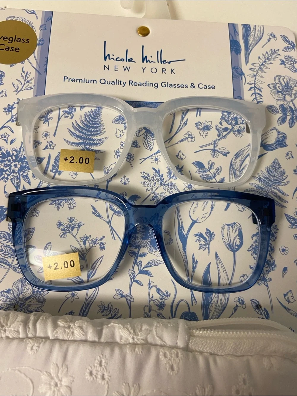 Nicole Miller 2 Pack Reading Glasses with Case Strength 2.00